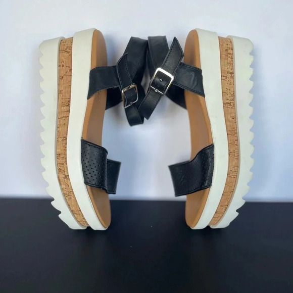 Piampiani Vera Pelle Ankle Strap Platform Sandals Black and White size 9 - Picture 5 of 13